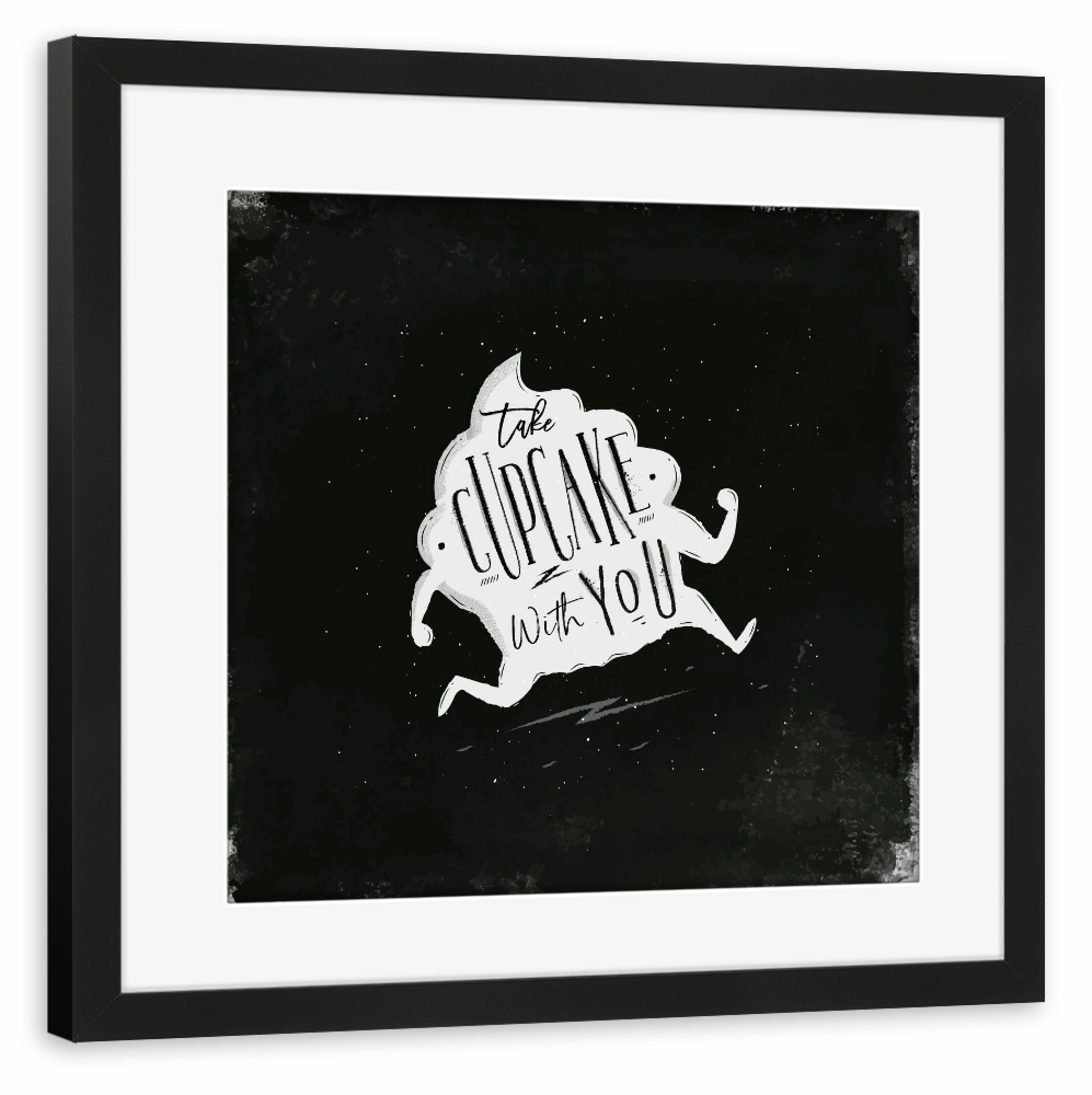 Poster mit Rahmen schwarz "Cupcake to go chalk" artboxONE - Typografie,Essen & Trinken,Lustig