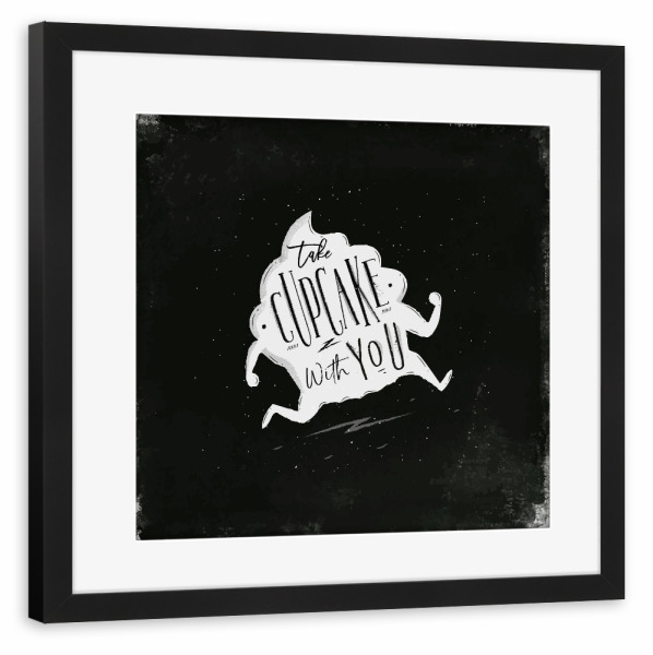 Poster mit Rahmen schwarz "Cupcake to go chalk" artboxONE - Typografie,Essen & Trinken,Lustig