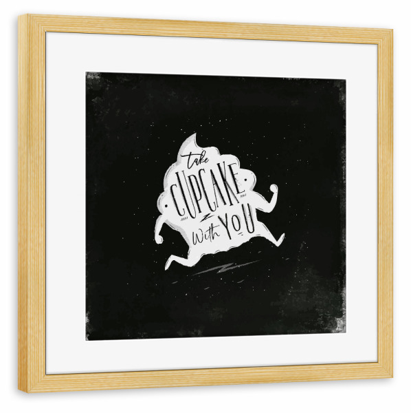 Poster mit Rahmen kiefer "Cupcake to go chalk" artboxONE - Typografie,Essen & Trinken,Lustig