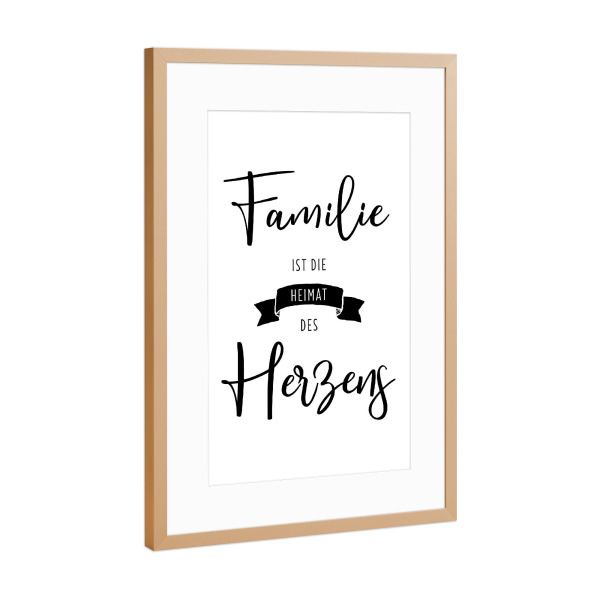 Poster mit Rahmen Kupfer "Heimat des Herzens" artboxONE - Typografie,Für Kinder,Liebe,Für Mama,Für Papa