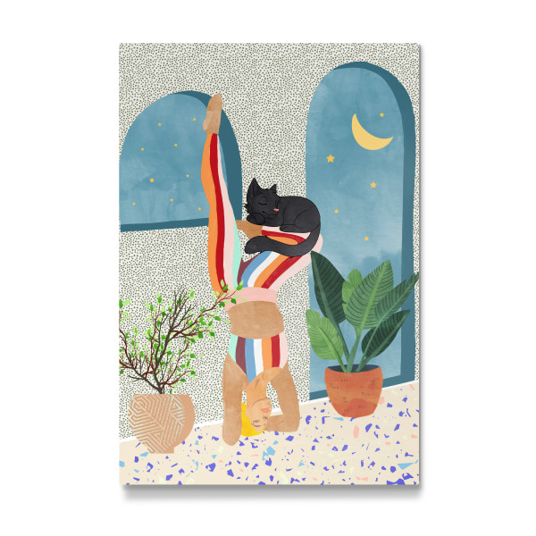 Galerie-Print "Headstand, Cat Yoga, Active Woman" 30x20 cm artboxONE