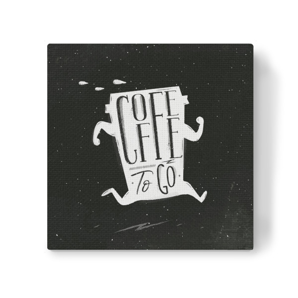 Leinwandbild "Silhouette coffee to go chalk" artboxONE - Typografie,Essen & Trinken,Lustig