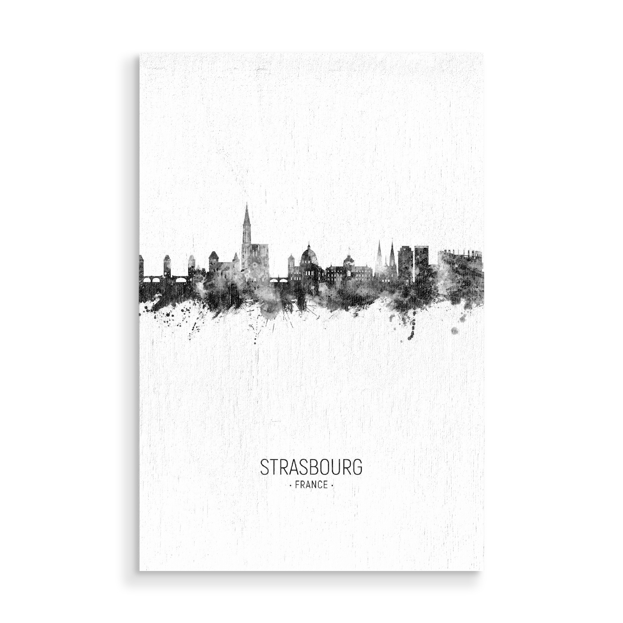 Holzbild "Strasbourg France Skyline BW" artboxONE - Städte