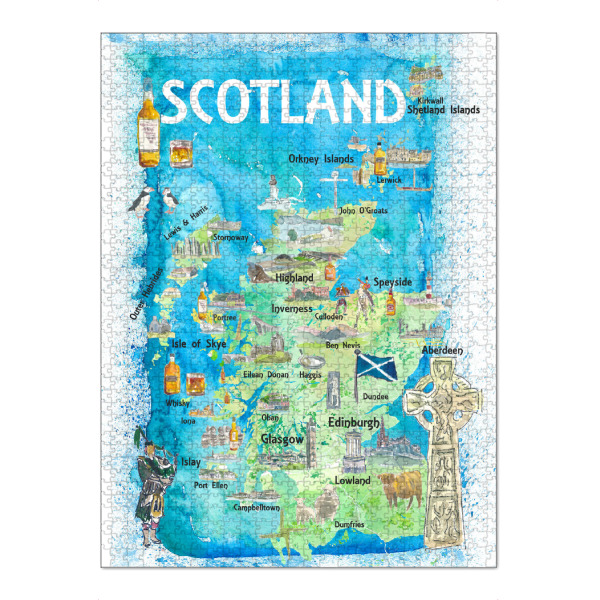 Puzzle Ravensburger "Schottland Illustrierte Landkarte" artboxONE - Städte,Reise,Kartografie