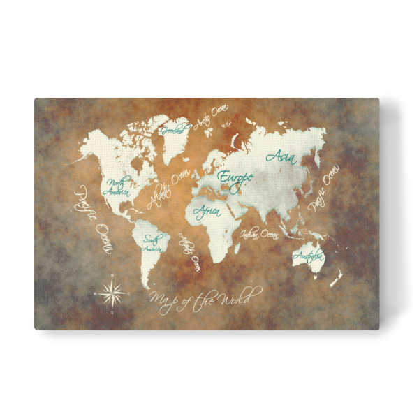 Leinwandbild "Map of the world brown" artboxONE - Reise,Kartografie