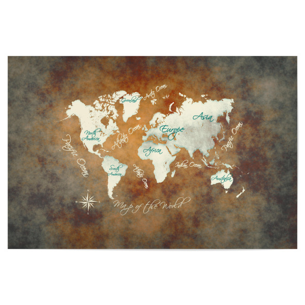 Poster 30x20 cm "Map of the world brown" artboxONE - Reise,Kartografie