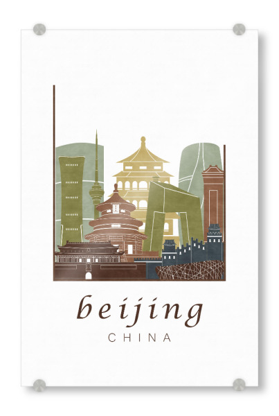Acrylglasbild "Beijing skyline light brown" artboxONE - Städte,Architektur