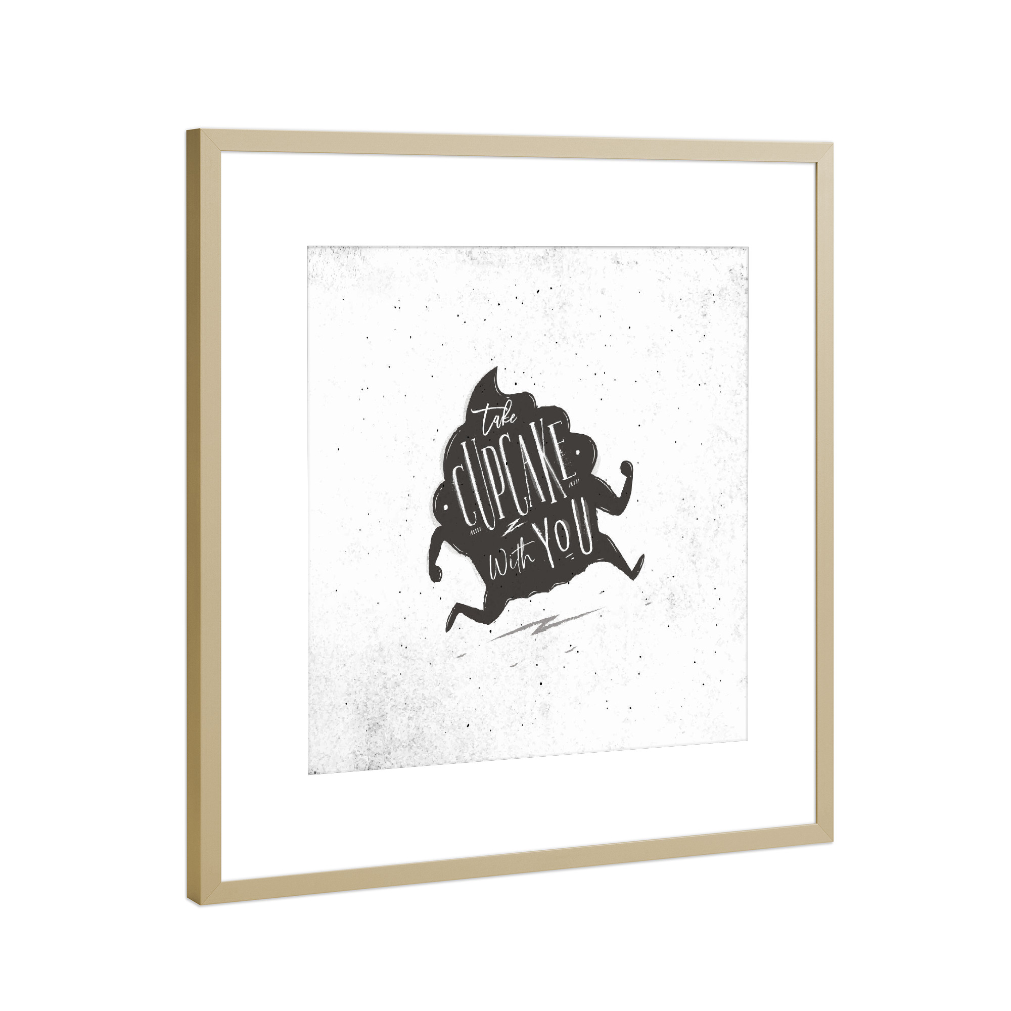 Poster mit Rahmen Gold "Cupcake to go" artboxONE - Typografie,Essen & Trinken,Lustig
