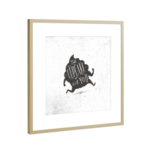 Poster mit Rahmen Gold "Cupcake to go" artboxONE - Typografie,Essen & Trinken,Lustig