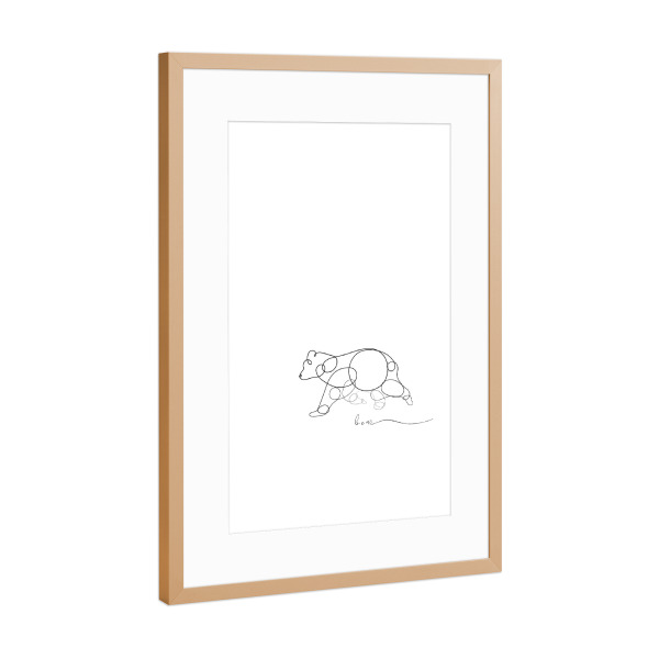 Poster mit Rahmen Kupfer "Animal pen line bear" artboxONE - Tiere