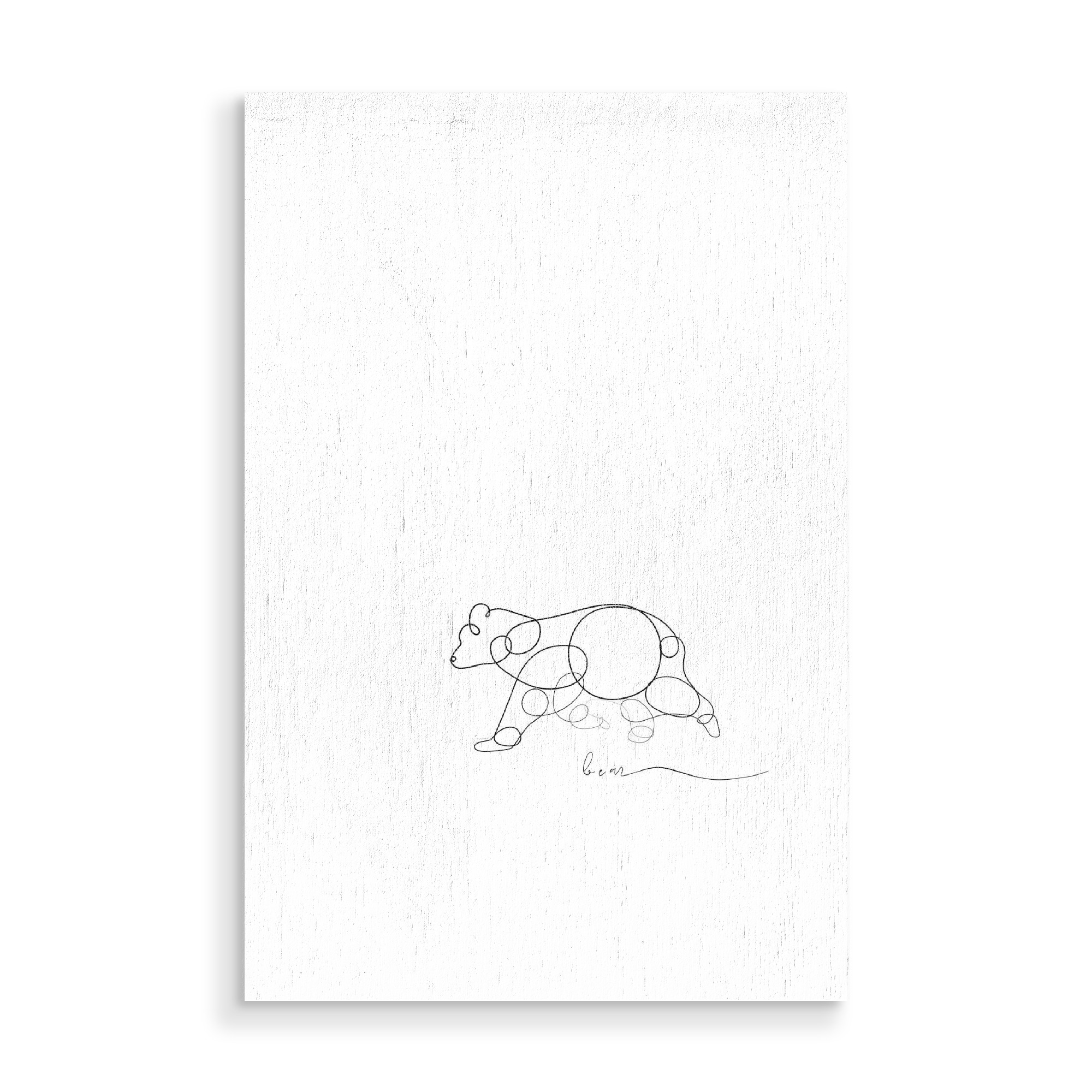 Holzbild "Animal pen line bear" artboxONE - Tiere - Stift,Linie,Tier,Wild,Natur,Skizze,Lässig,Bär,Bear,Line,Handlettering,Handschrift,Animal,Nature