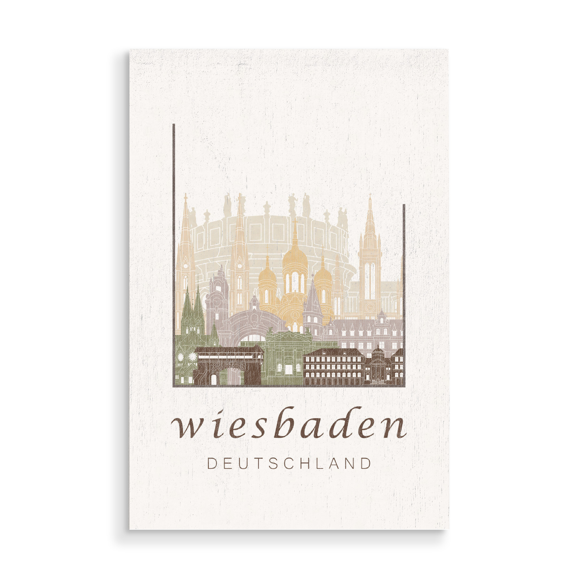 Holzbild "Wiesbaden skyline rustic" artboxONE - Städte,Architektur