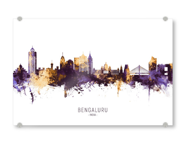 Acrylglasbild "Bengaluru Skyline PurpleGold" artboxONE - Städte