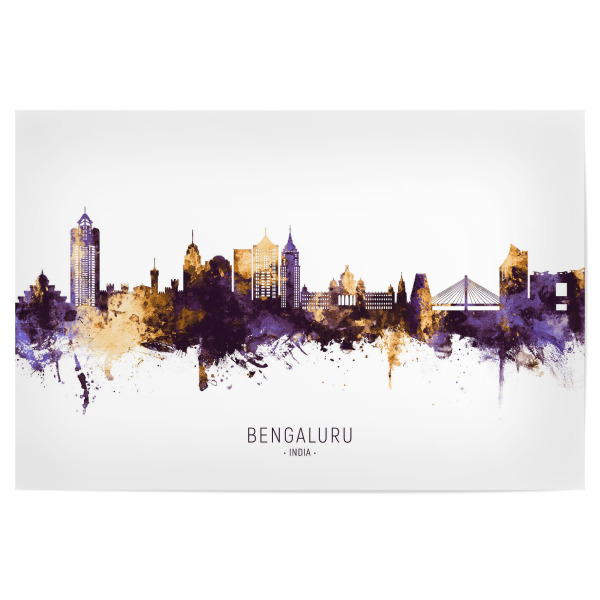Poster 30x20 cm "Bengaluru Skyline PurpleGold" artboxONE - Städte