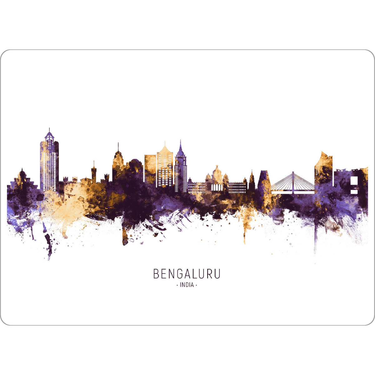 Tischset "Bengaluru Skyline PurpleGold" artboxONE - Städte - Bengaluru,India,Skyline,Cityscape,Stadtbild,Watercolor,Indien,City,Stadt,Colorful,Bunt
