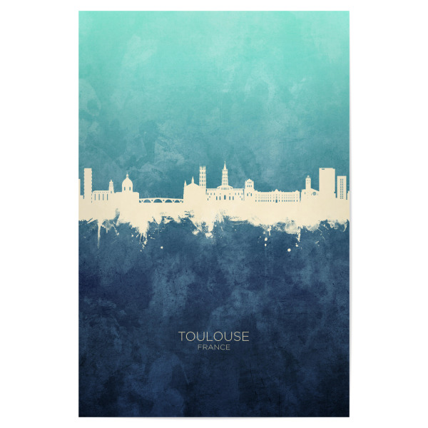 Poster 30x20 cm "Toulouse France Skyline NavyCyan" artboxONE - Städte