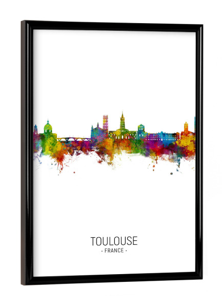 Poster mit schwarzem Rahmen "Toulouse France Skyline Portrait" artboxONE - Städte