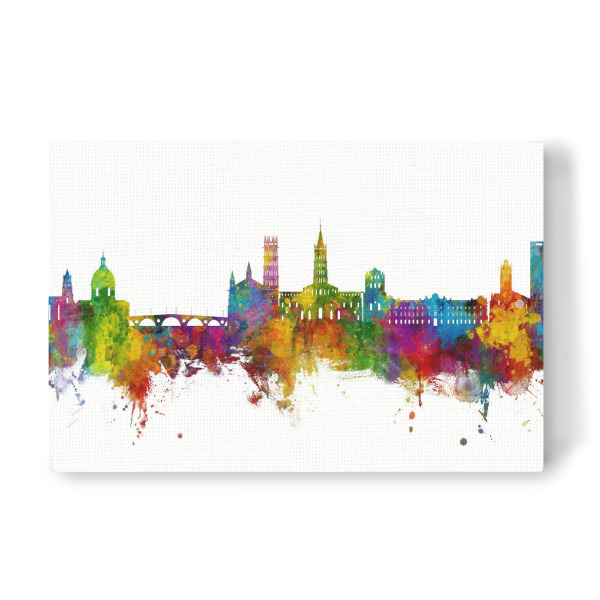 Leinwandbild "Toulouse France Skyline" artboxONE - Städte - Toulouse,France,Skyline,Cityscape,Stadtbild,Watercolor,Frankreich,City,Stadt,Colorful,Bunt