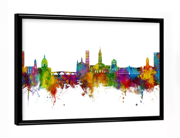 Poster mit schwarzem Rahmen "Toulouse France Skyline" artboxONE - Städte