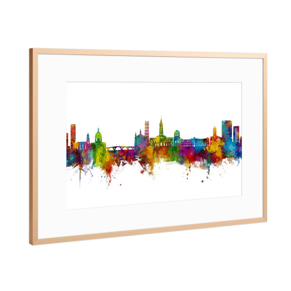 Poster mit Rahmen Kupfer "Toulouse France Skyline" artboxONE - Städte