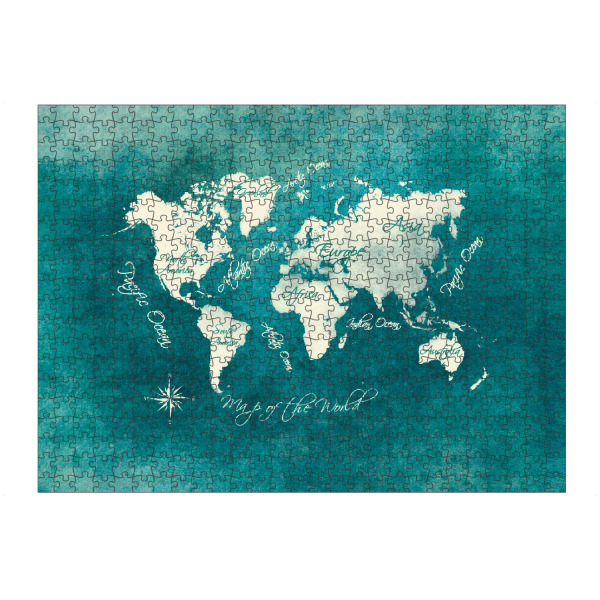 Puzzle Ravensburger "World map blue green white" artboxONE - Reise,Kartografie