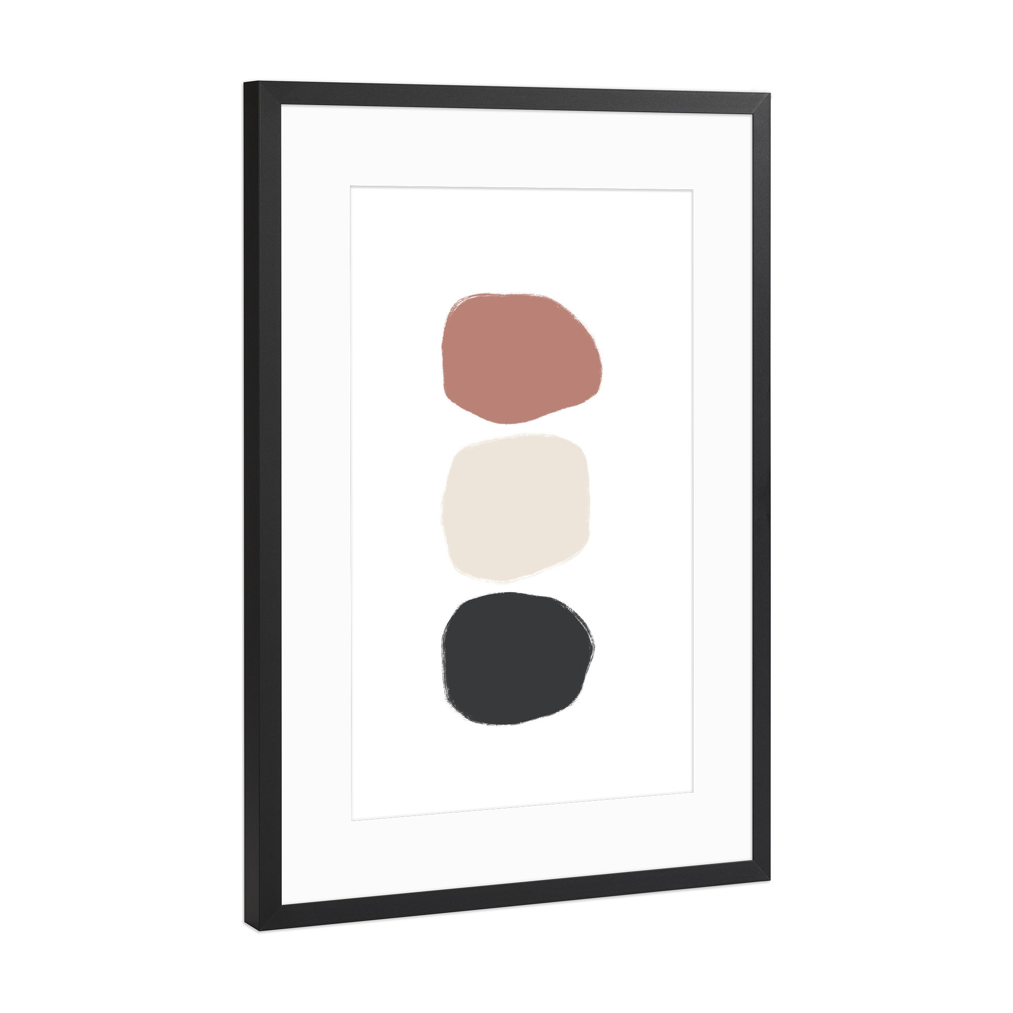 Poster mit Rahmen Schwarz (Metallic) "Three Stones - Colored" artboxONE - Abstrakt,Geometrie