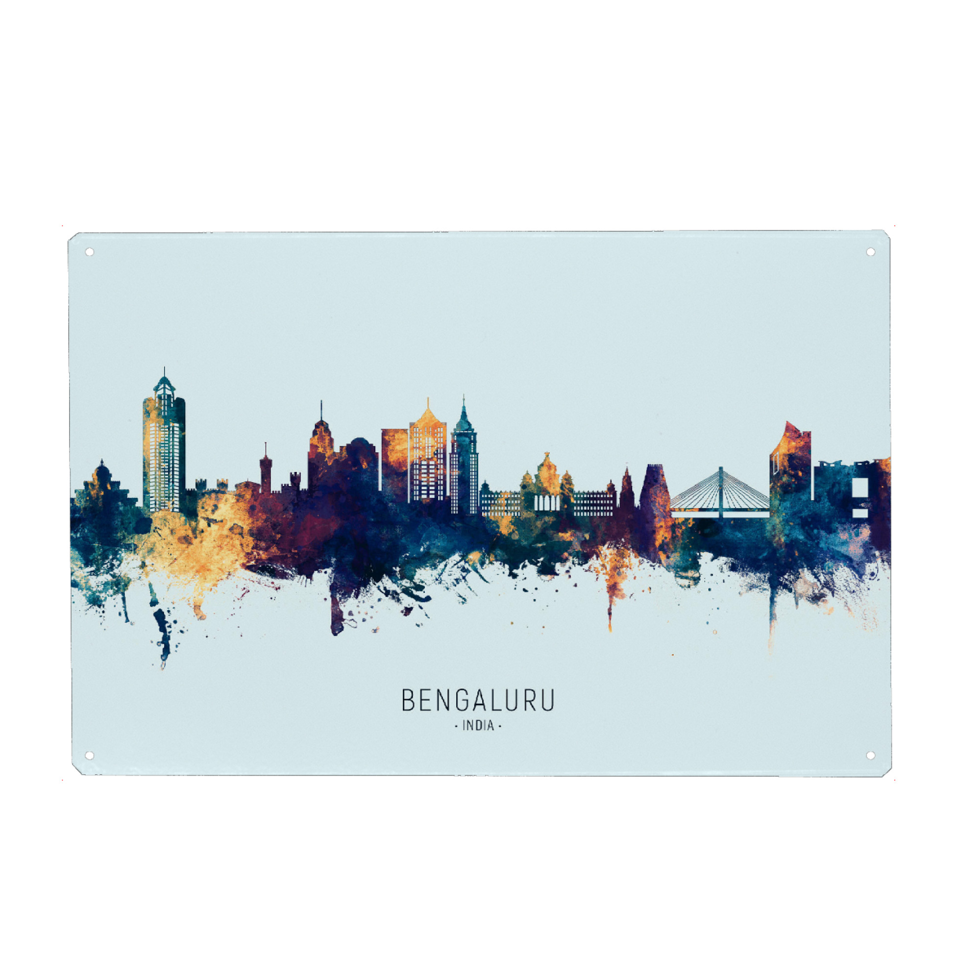 Metall Poster "Bengaluru Skyline BlueOrange" artboxONE - Städte