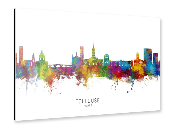 Alu-Dibond "Toulouse France Skyline txt" 30x20 cm artboxONE