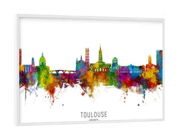 Poster mit weißem Rahmen "Toulouse France Skyline txt" artboxONE - Städte