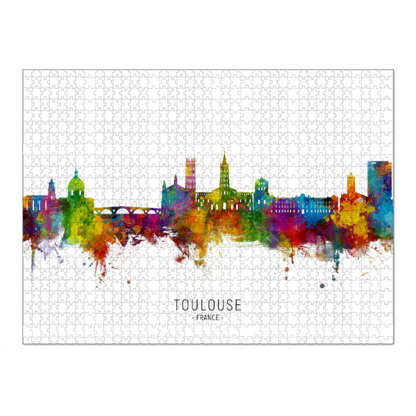 Puzzle Ravensburger "Toulouse France Skyline txt" artboxONE - Städte