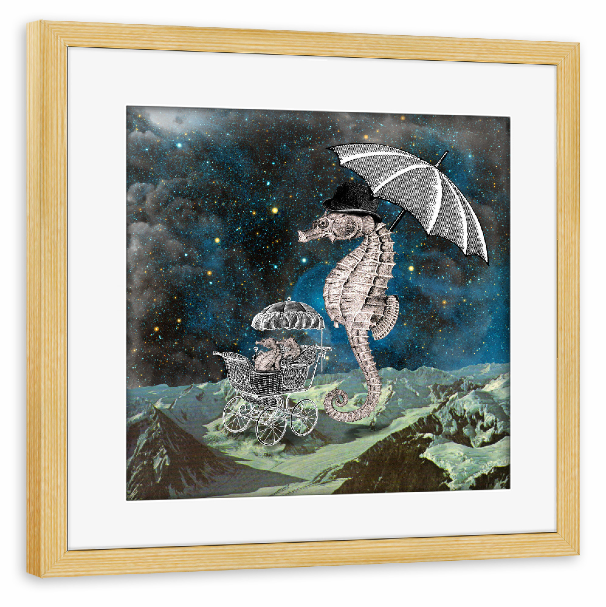 Poster mit Rahmen kiefer "Sven loved long walks" artboxONE - Natur,Tiere,Comic,Galaxy,Lustig
