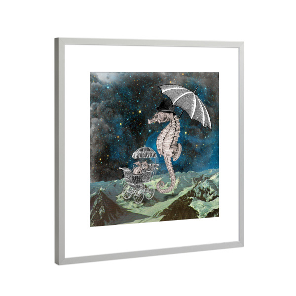 Poster mit Rahmen Silber "Sven loved long walks" artboxONE - Natur,Tiere,Comic,Galaxy,Lustig