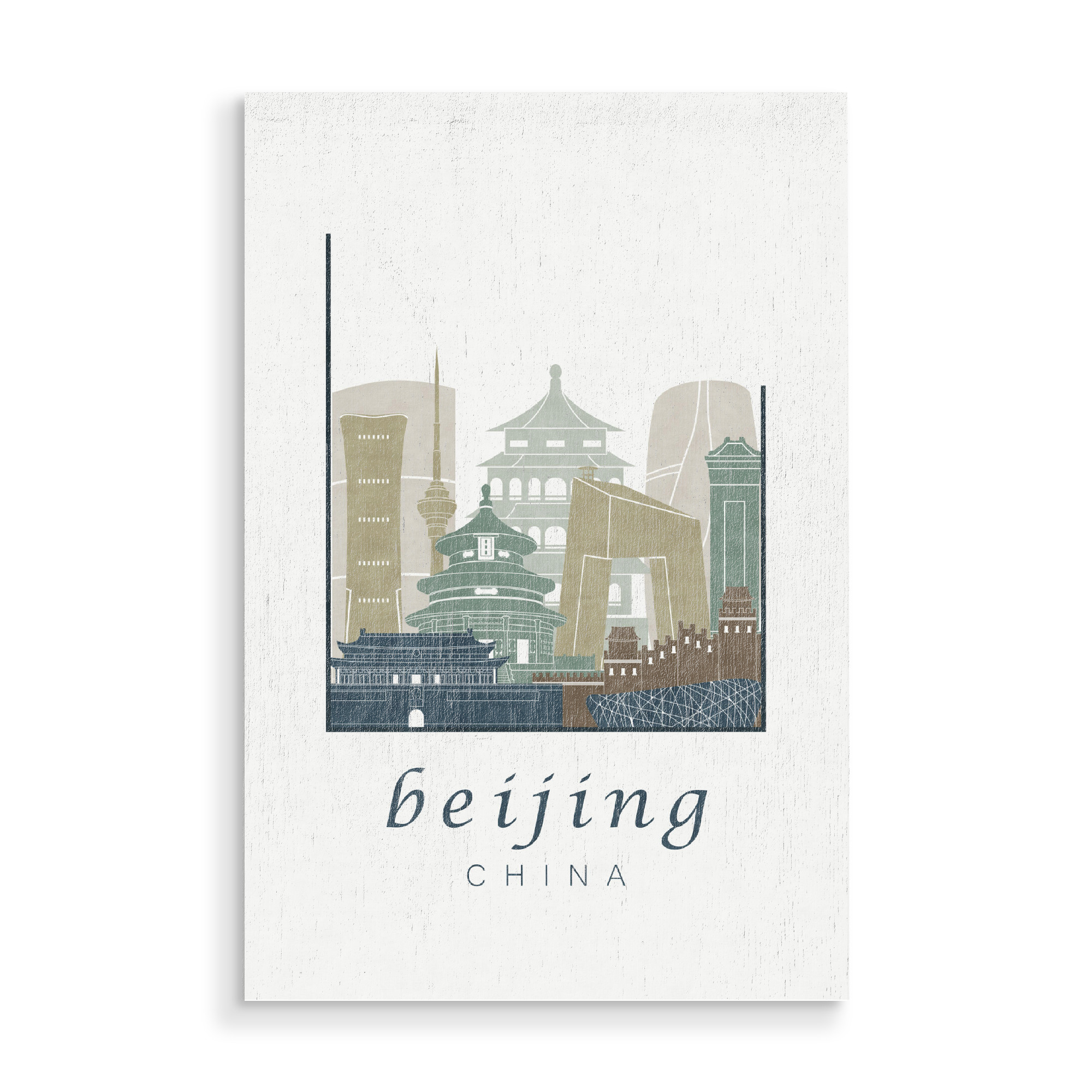 Holzbild "Beijing skyline light blue" artboxONE - Städte,Architektur