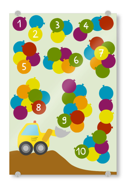 Acrylglasbild "Bagger Lernposter mit Zahlen" artboxONE - Für Kinder,Geometrie