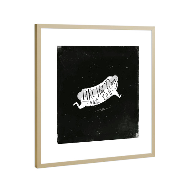 Poster mit Rahmen Gold "Hot dog to go chalk" artboxONE - Essen & Trinken,Lustig