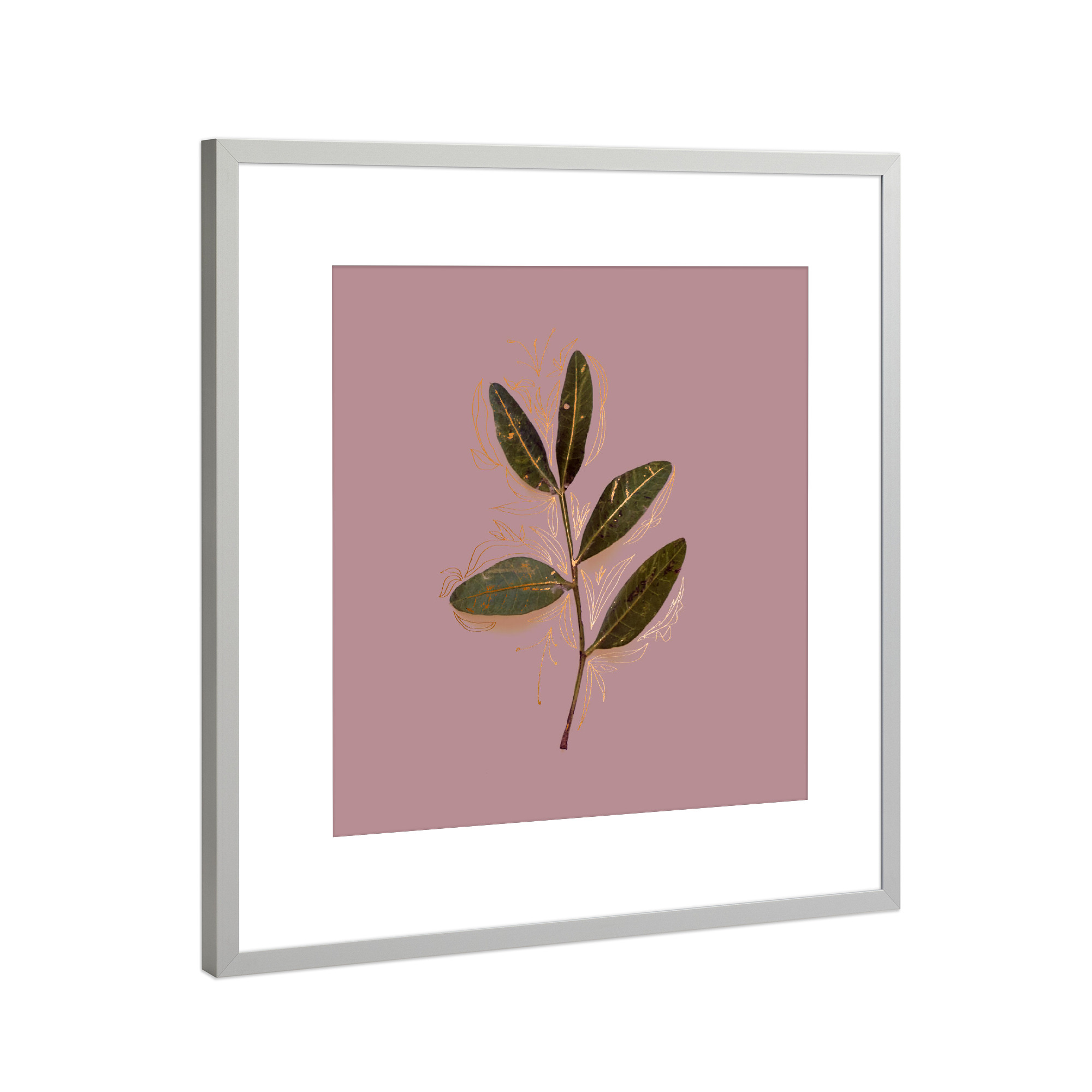 Poster mit Rahmen Silber "Rose Leaf Leaf" artboxONE - Natur,Floral,Abstrakt
