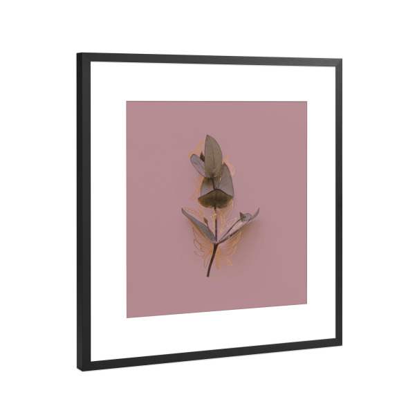 Poster mit Rahmen Schwarz (Metallic) "Rose Leaf" artboxONE - Natur,Floral,Abstrakt