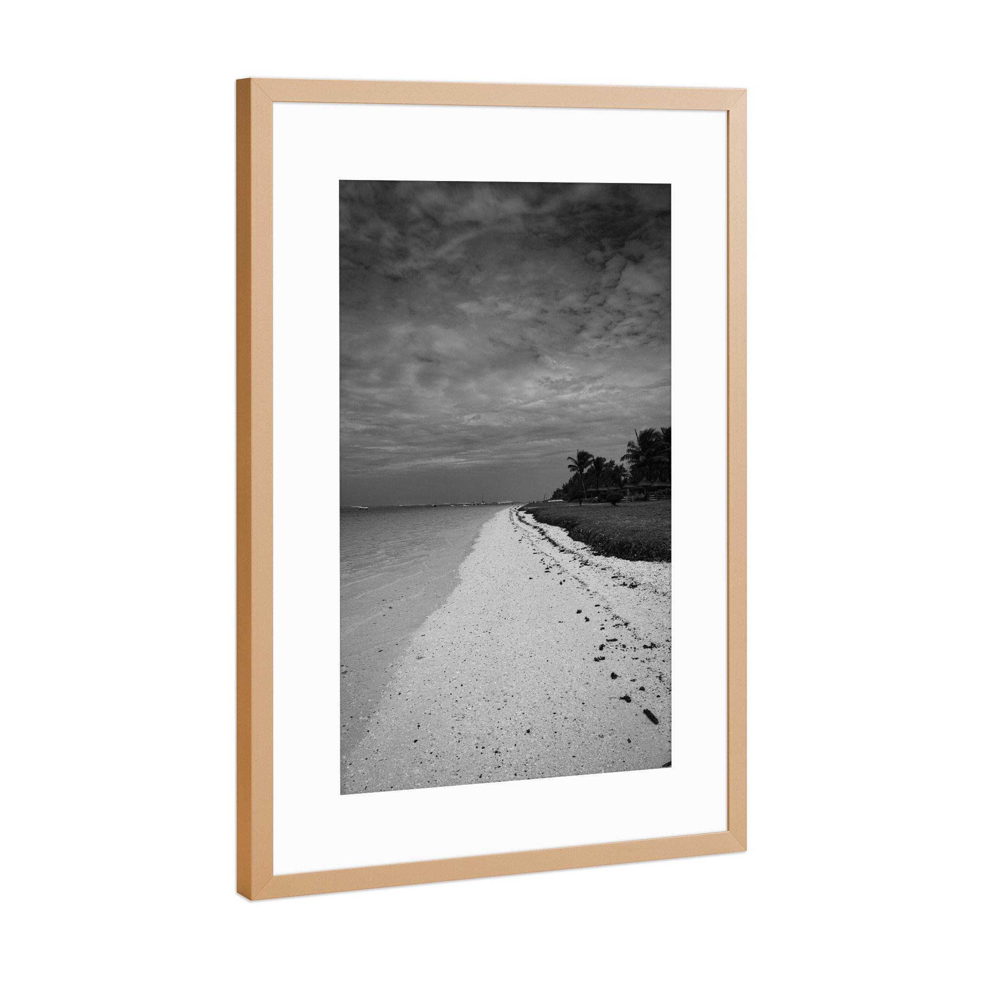 Poster mit Rahmen Kupfer "Palm beach BW" artboxONE - Natur,Reise,Reise / Strand und Meer