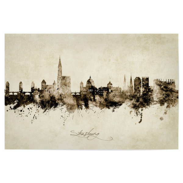 Poster 30x20 cm "Strasbourg France Skyline Sepia" artboxONE - Städte
