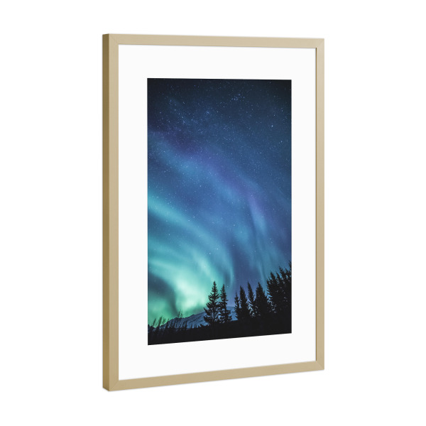 Poster mit Rahmen Gold "Hipsterpolarlicht" artboxONE - Natur,Reise,Galaxy