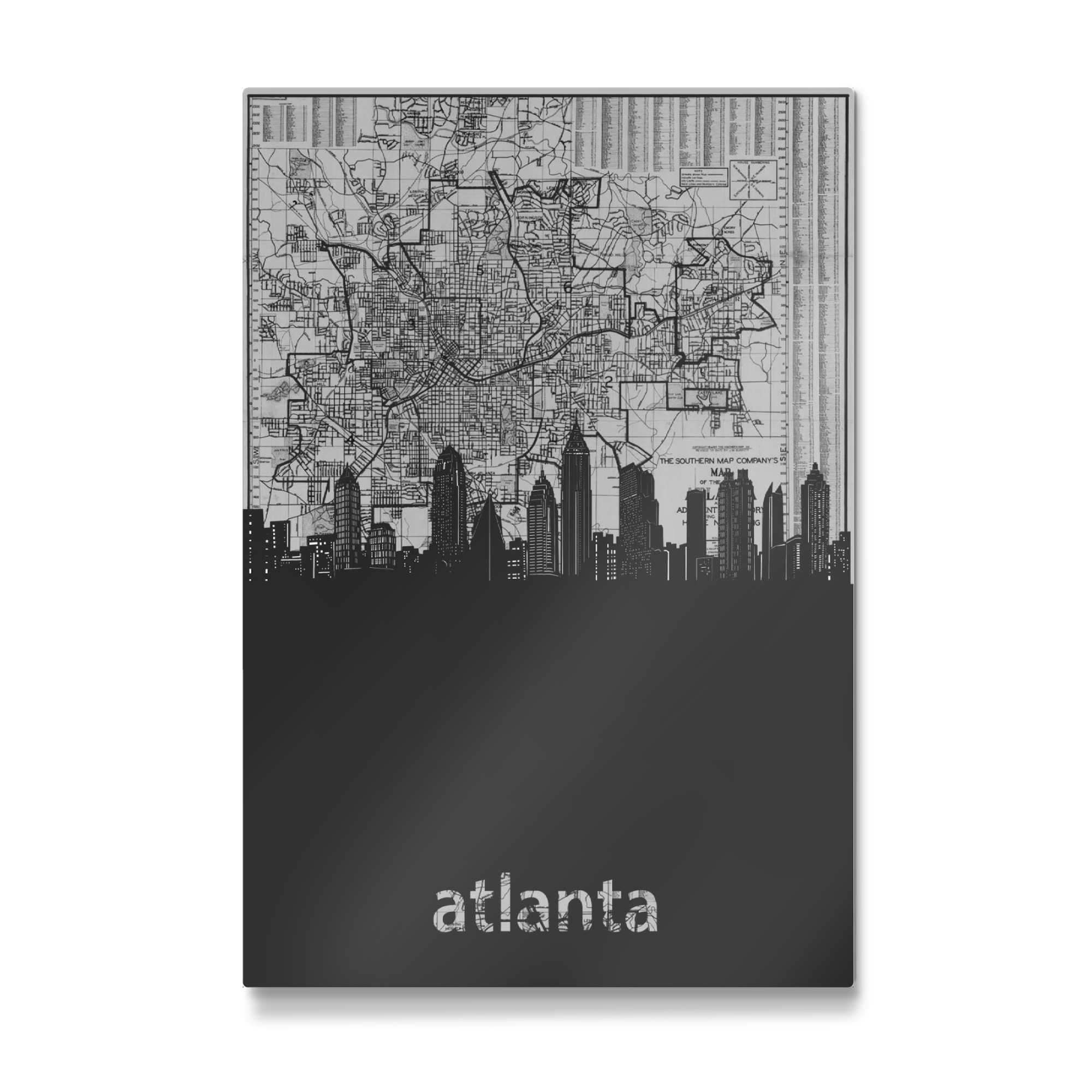 Galerie-Print "Atlanta skyline map grey" 75x50 cm artboxONE