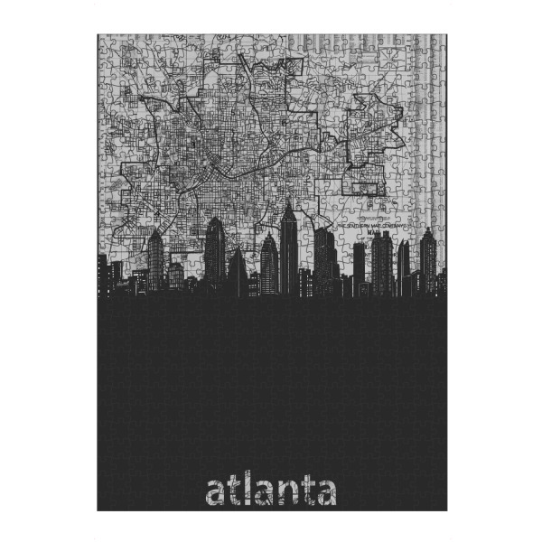 Puzzle Ravensburger "Atlanta skyline map grey" artboxONE - Städte,Reise,Architektur,Kartografie