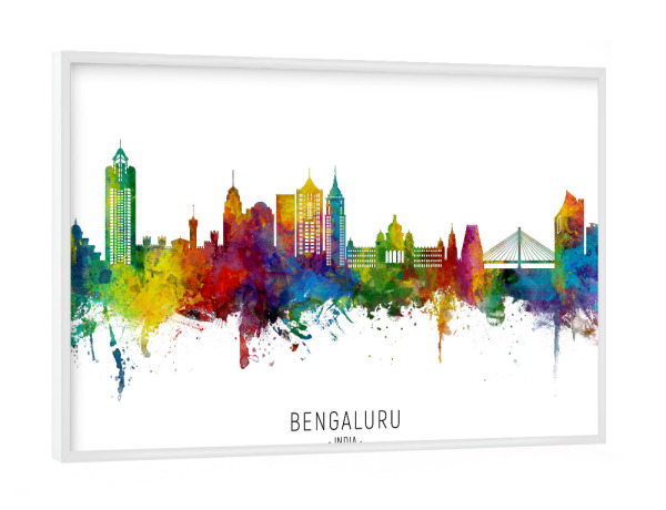 Poster mit weißem Rahmen "Bengaluru Skyline txt" artboxONE - Städte