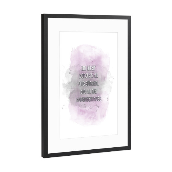 Poster mit Rahmen Schwarz (Metallic) "Im Alter - pink" artboxONE - Typografie,Lustig
