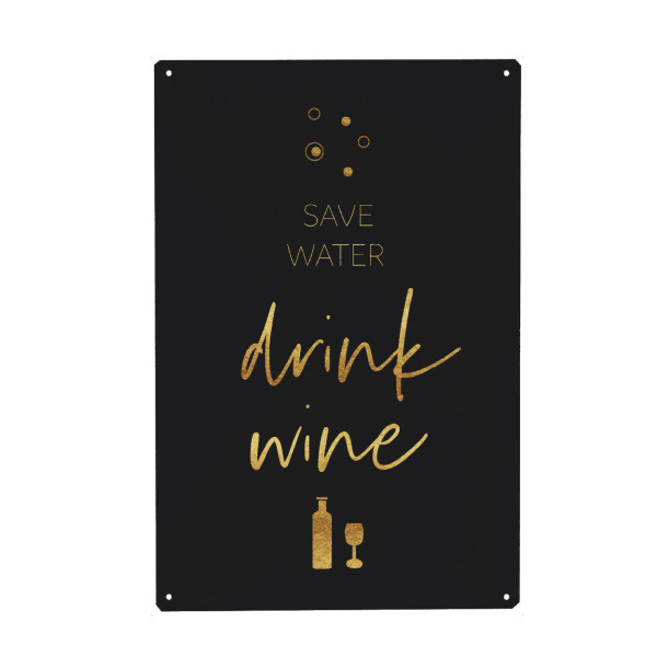 Holzbild "Goldene Regel SAVE WATER" artboxONE - Typografie,Essen & Trinken / Alkohol,Lustig