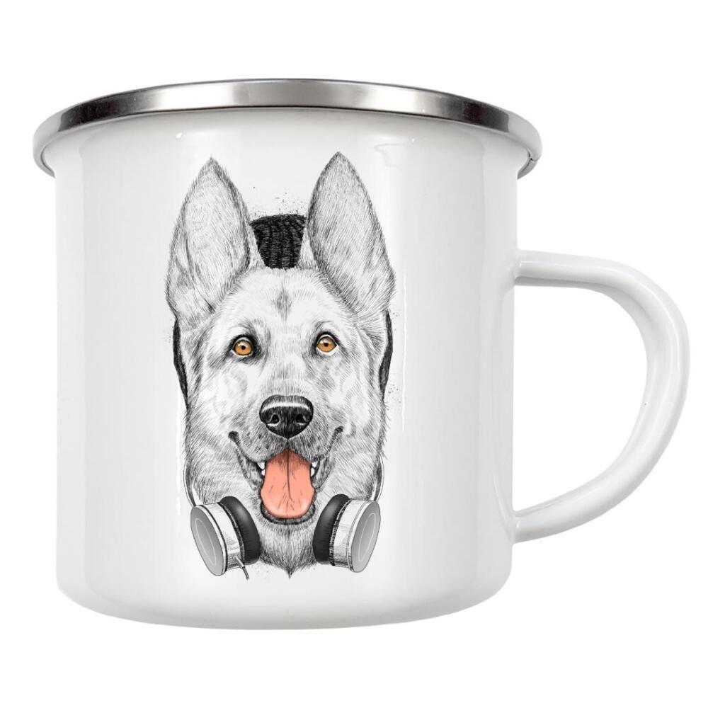 Emaille Tasse "German shepherd dog" artboxONE - Für Kinder,Tiere,Schwarzweiß,Musik,Festivals