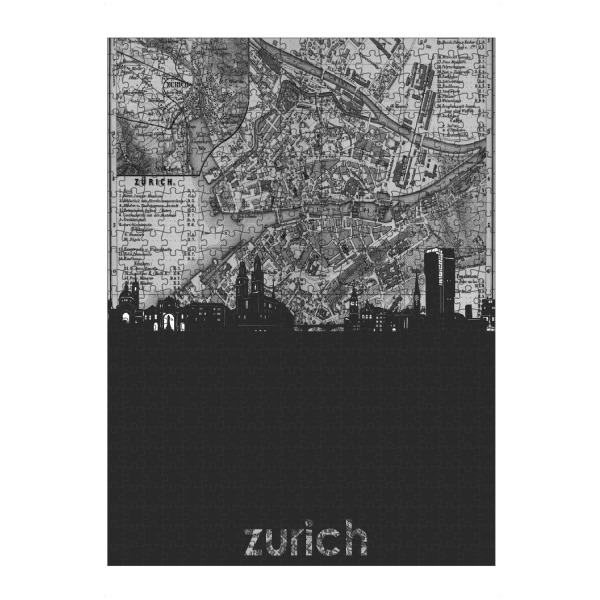 artboxONE Puzzle "Zurich skyline map grey" artboxONE - Städte,Reise,Architektur,Städte / Zürich,Kartografie