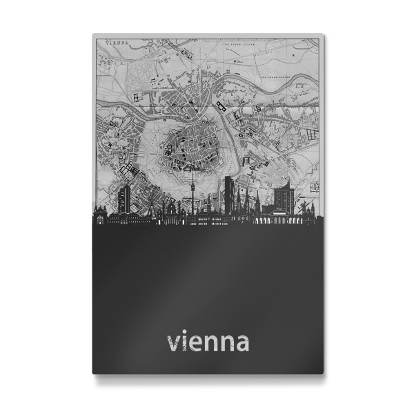 Galerie-Print "Vienna skyline map grey" 30x20 cm artboxONE