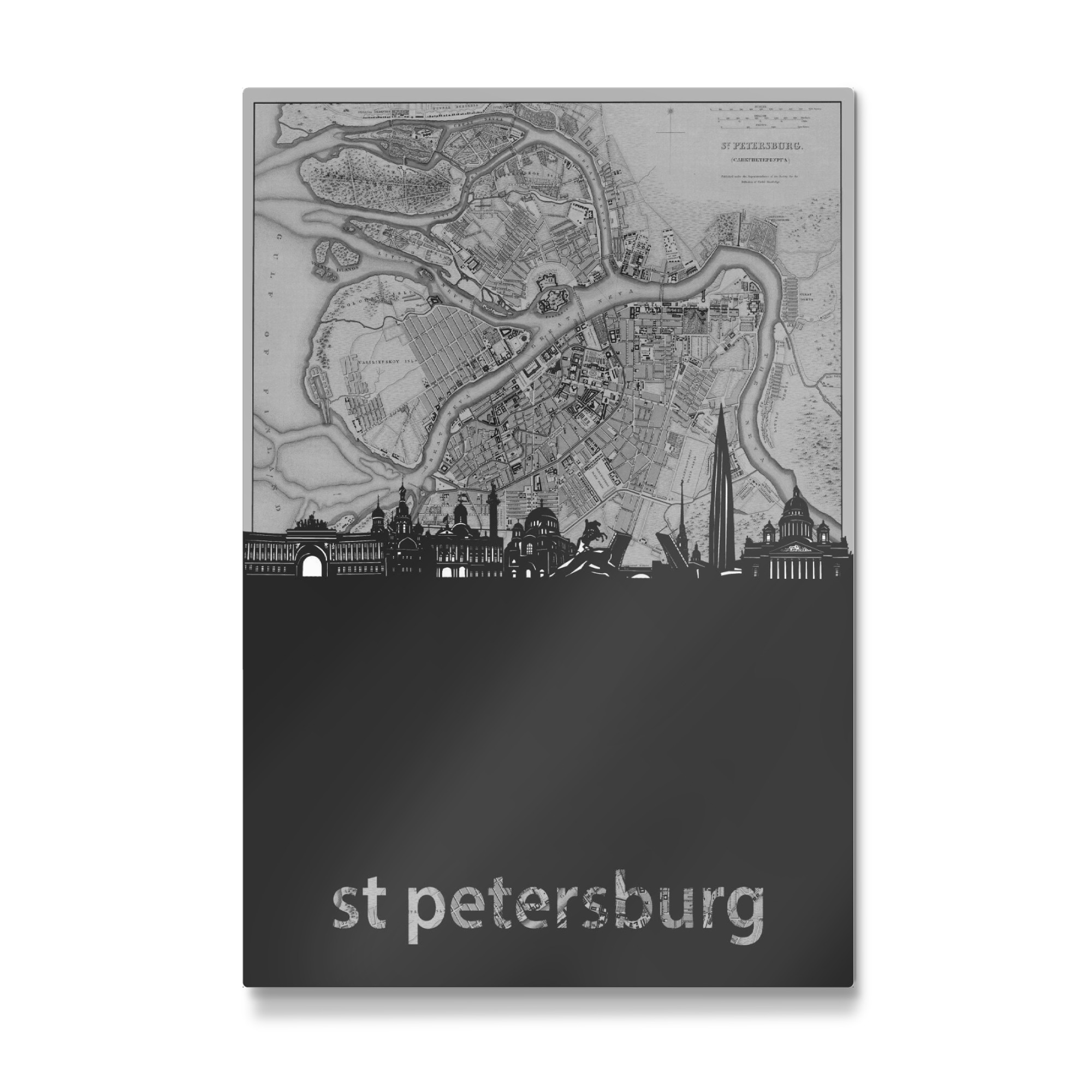 Galerie-Print "Saint petersburg skyline map grey" 75x50 cm artboxONE