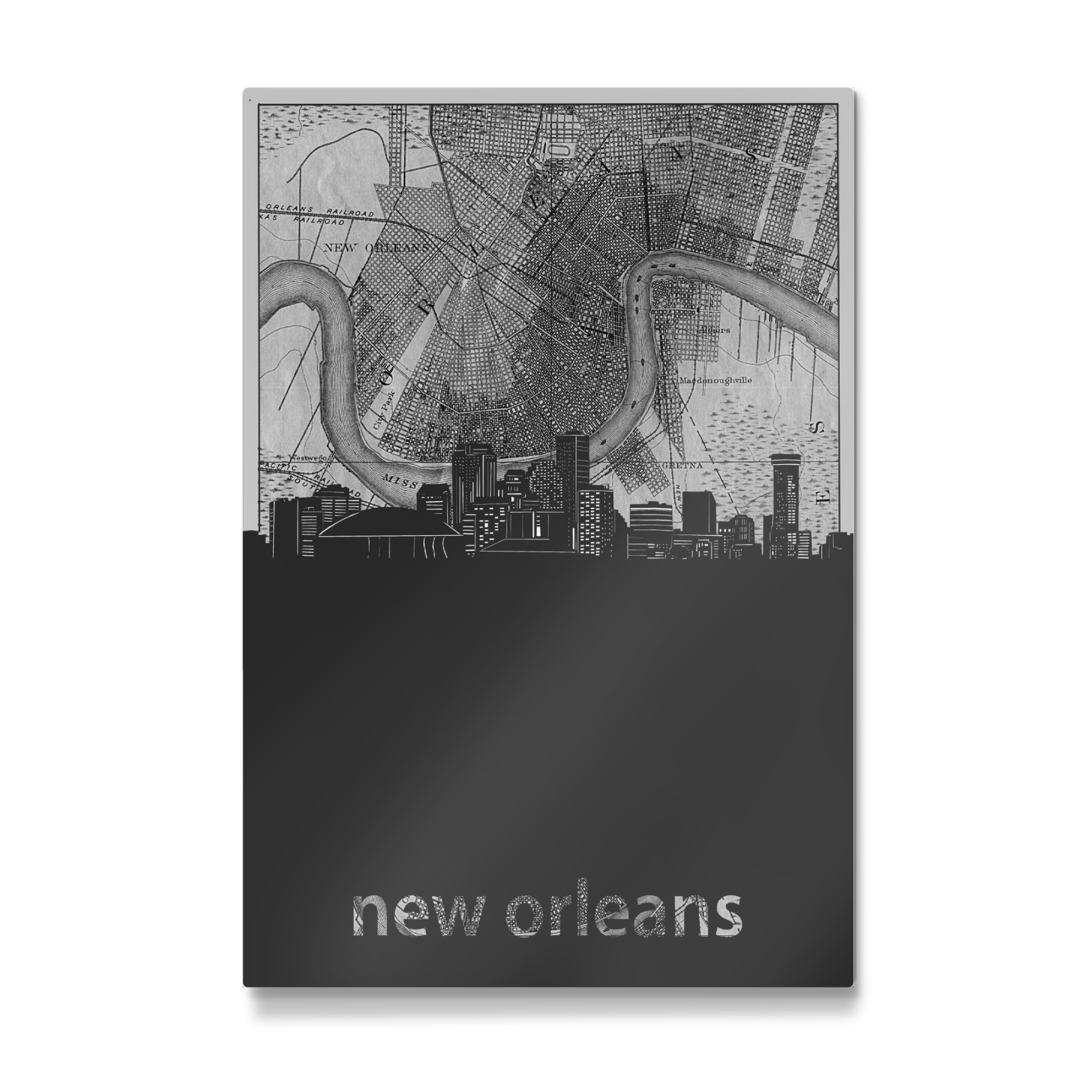 Galerie-Print "New orleans skyline map grey" 75x50 cm artboxONE